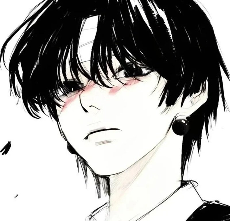 ảnh anime nam buồn đen trắng 33