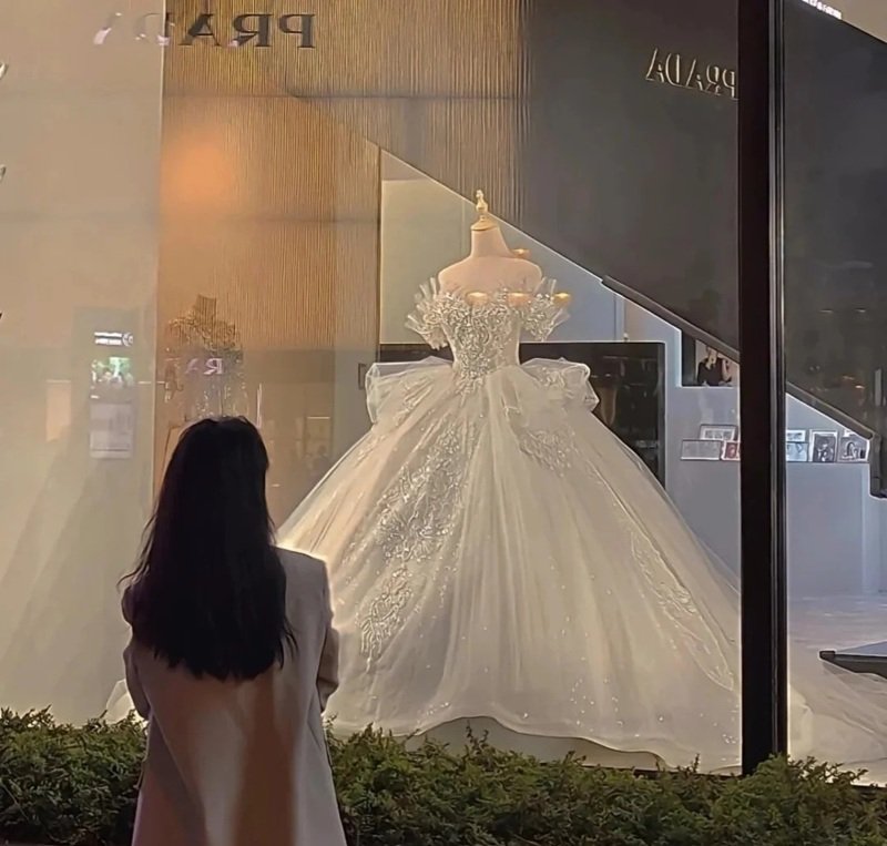 ảnh đứng nhìn váy cưới buồn 6