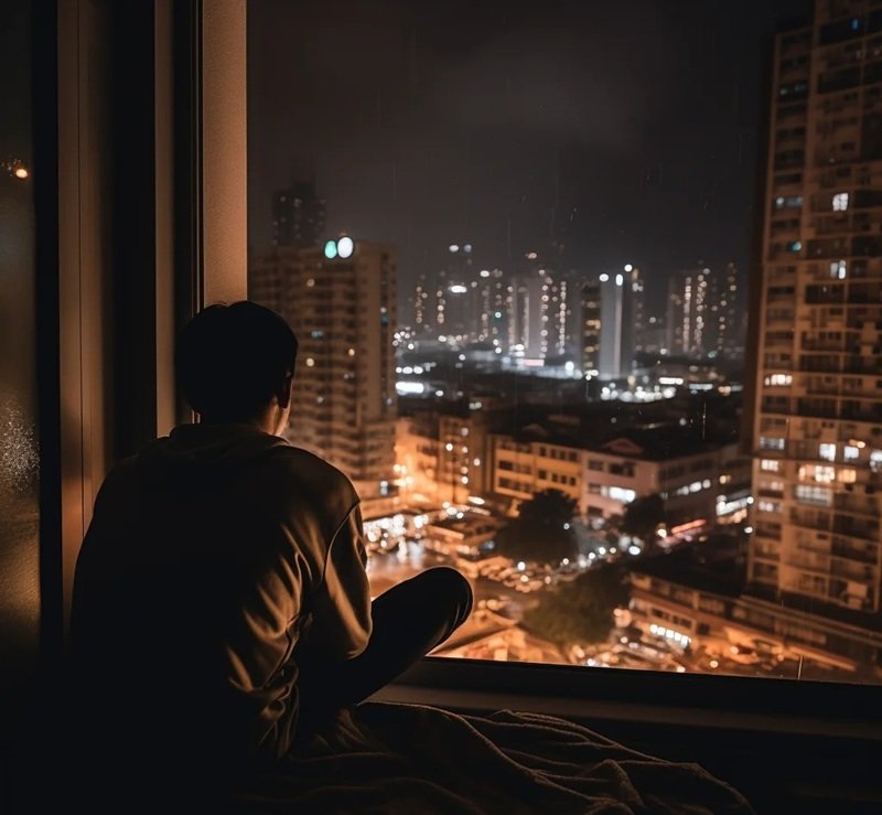 hình ảnh 1 mình ngồi buồn nam 16