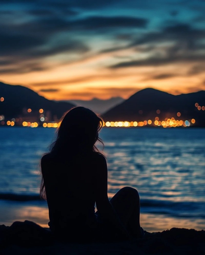 hình ảnh 1 mình ngồi buồn nữ 35