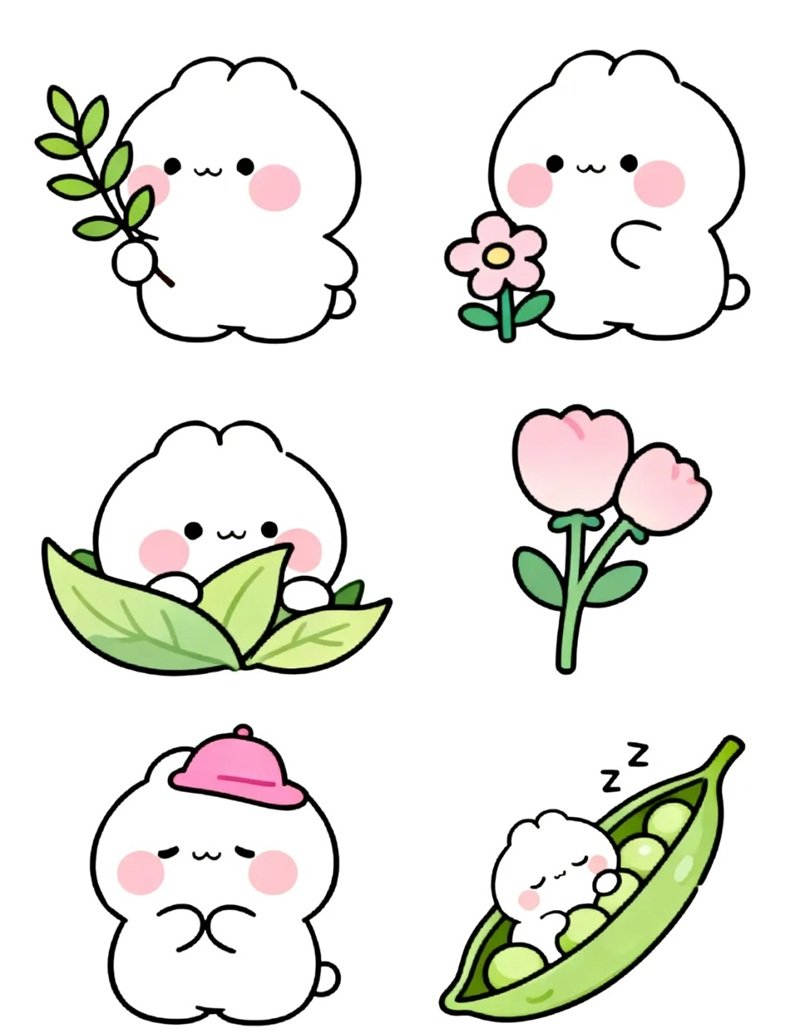 chibi sticker thỏ cute