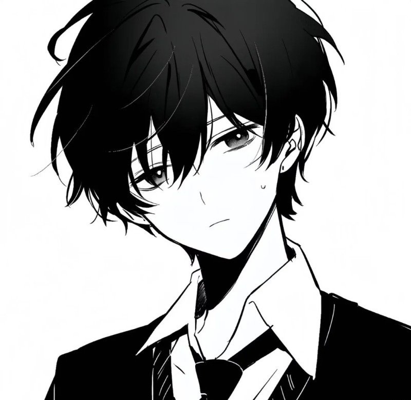 hình ảnh anime nam buồn đen trắng 12