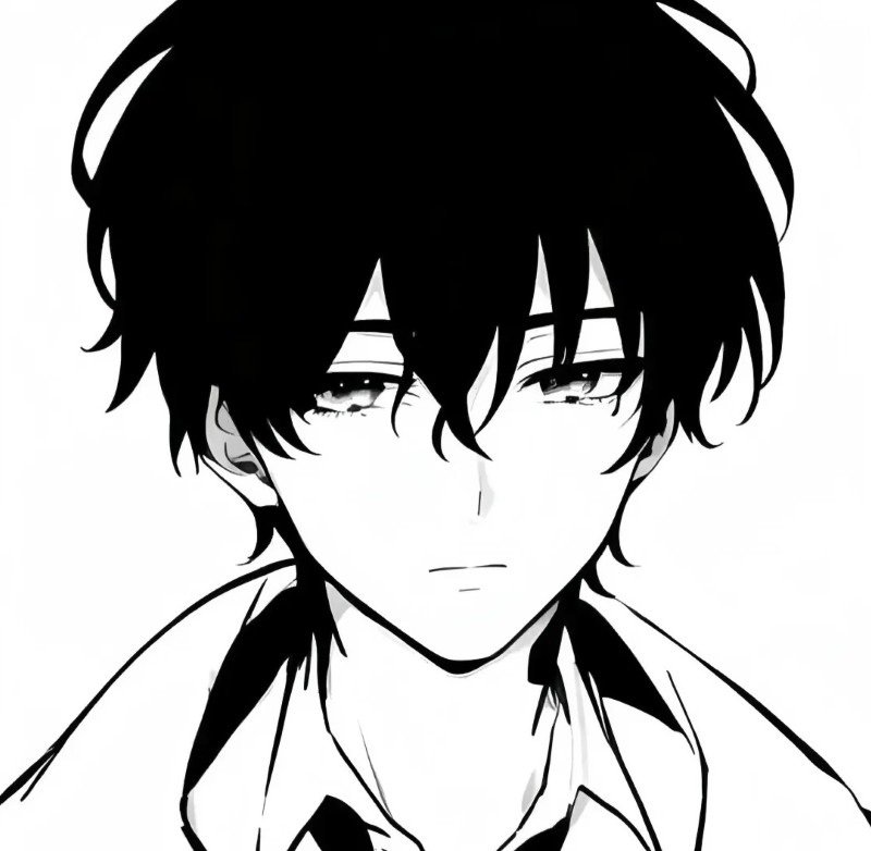 hình ảnh anime nam buồn đen trắng 4