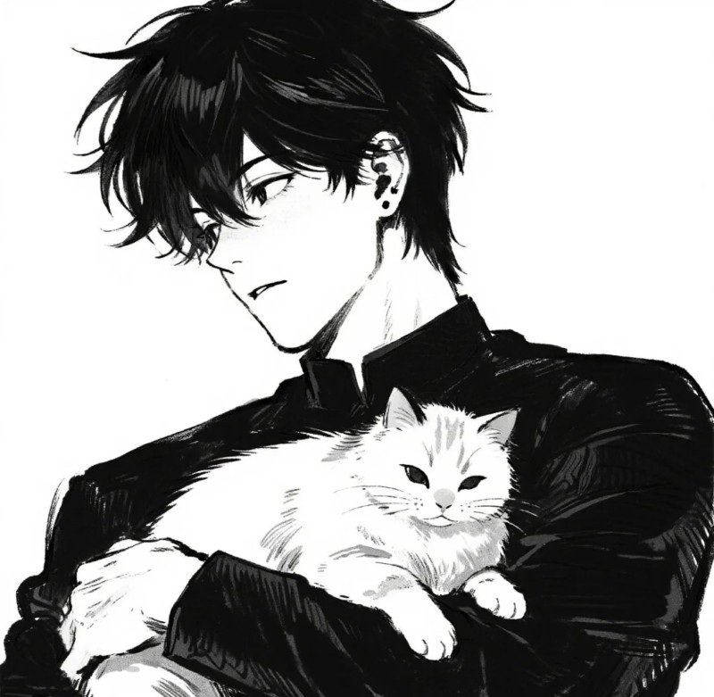 hình ảnh anime nam buồn đen trắng 6