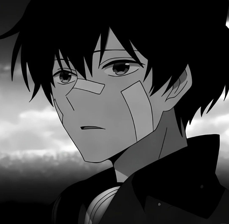 hình ảnh anime nam buồn đen trắng 7