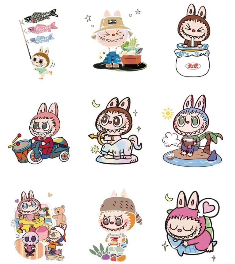 Red Labubu Sticker Đổ gục với 101+ sticker Labubu đáng yêu hết nấc