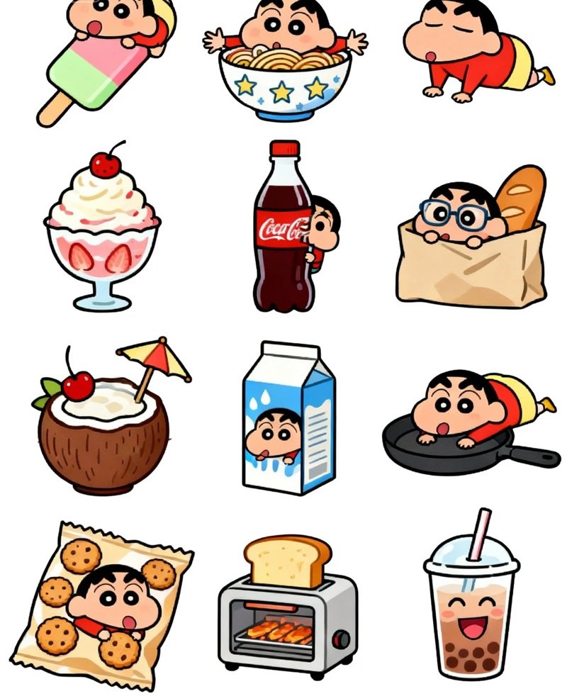 sticker shin cậu bé bút chì