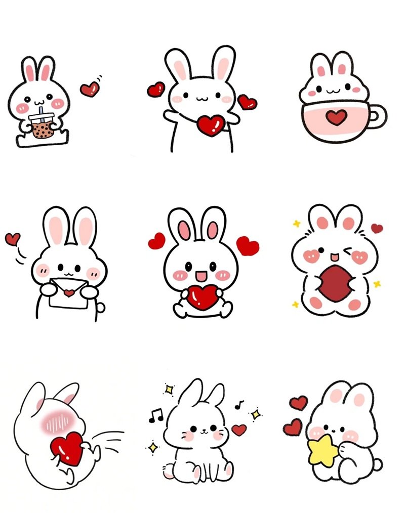 sticker thỏ cute 26