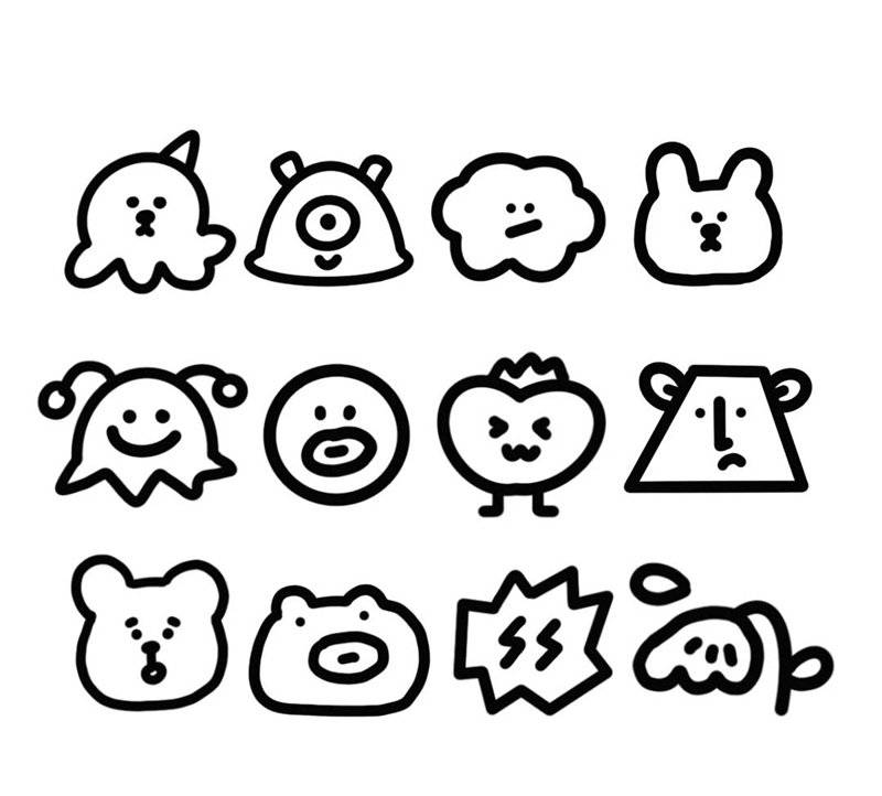 sticker trắng đen cute 12