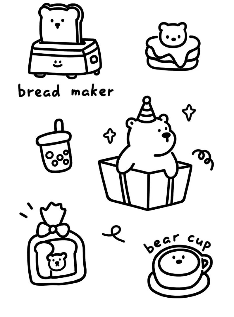 sticker trắng đen cute 15