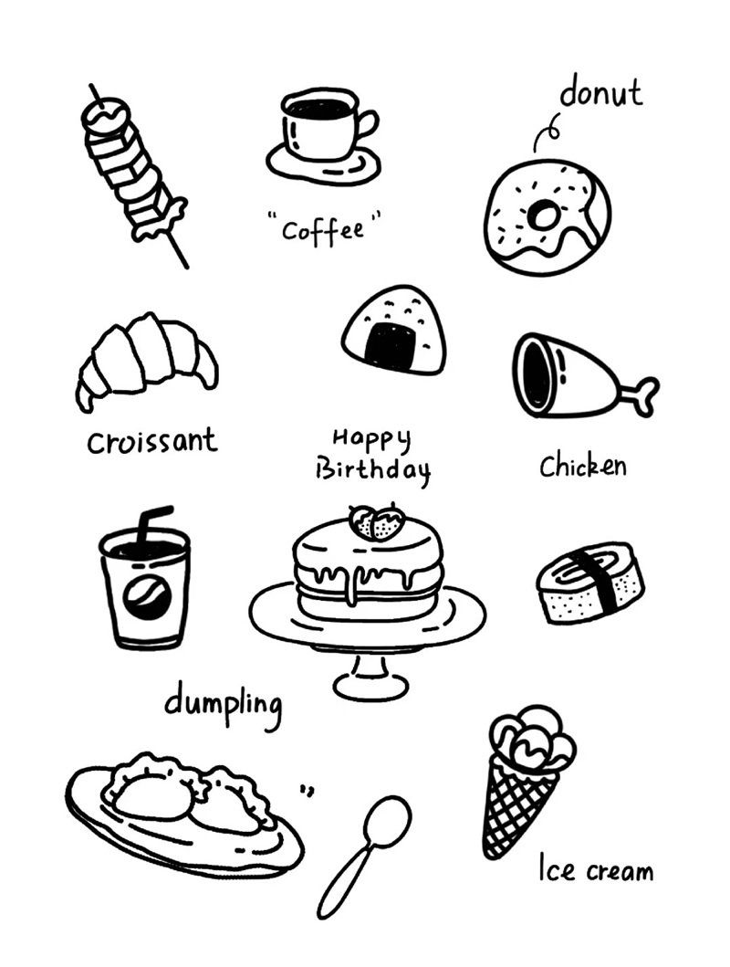 sticker trắng đen cute 18