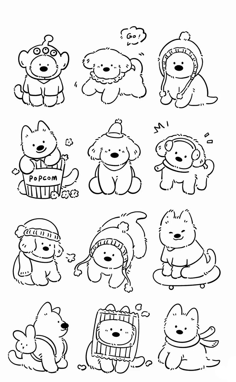 sticker trắng đen cute 19