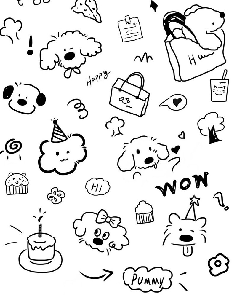 sticker trắng đen cute 21