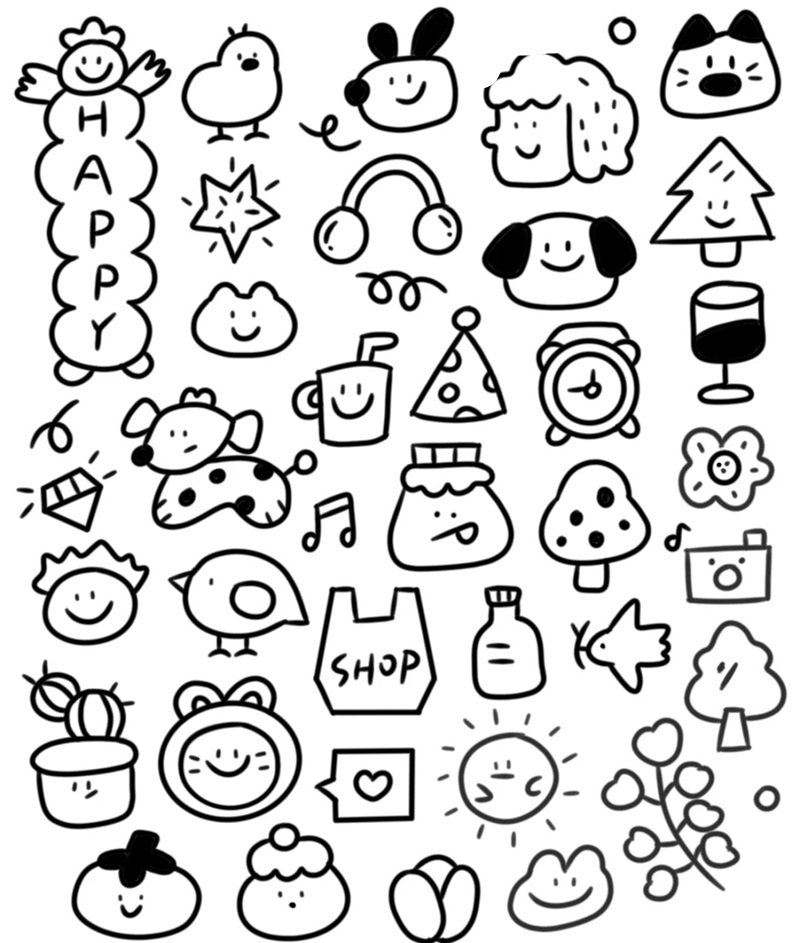sticker trắng đen cute 22