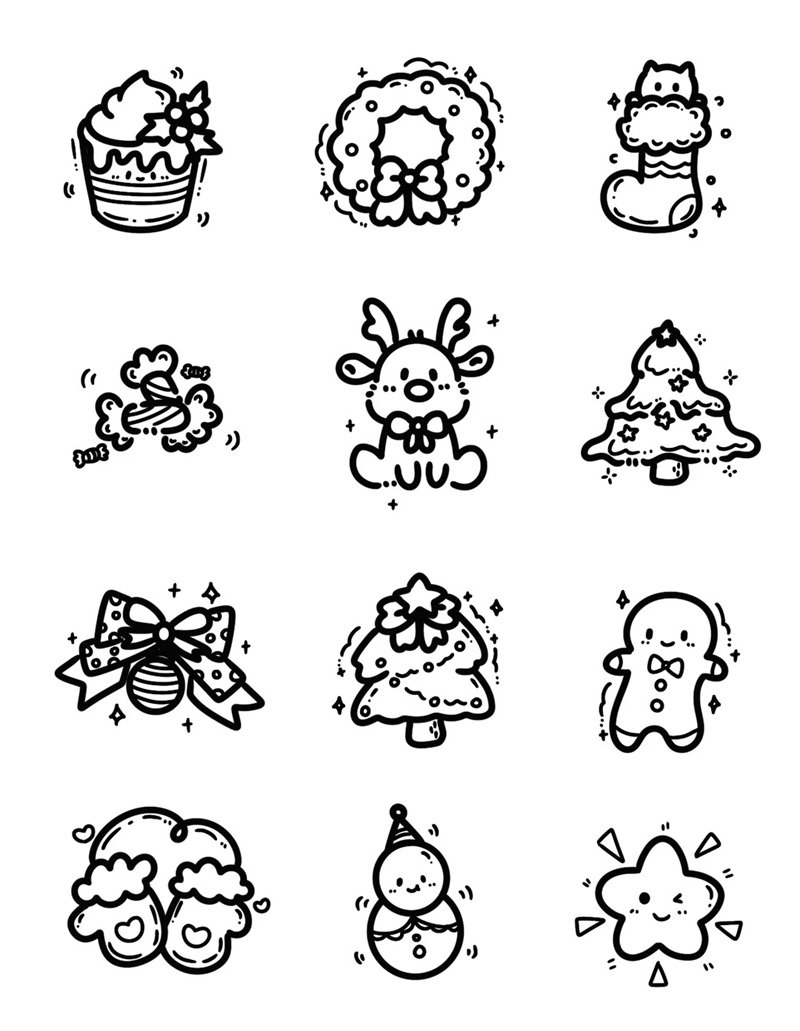 sticker trắng đen cute 26