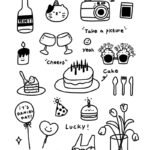 sticker trắng đen cute 27
