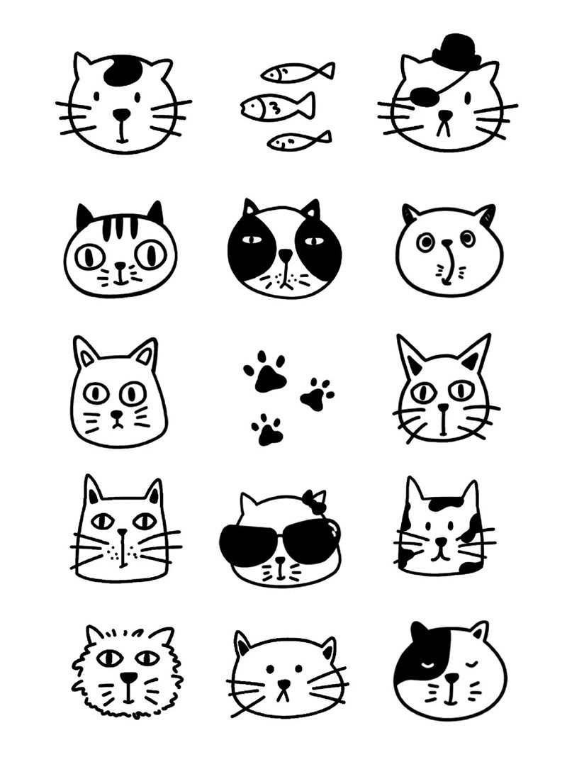sticker trắng đen cute 31