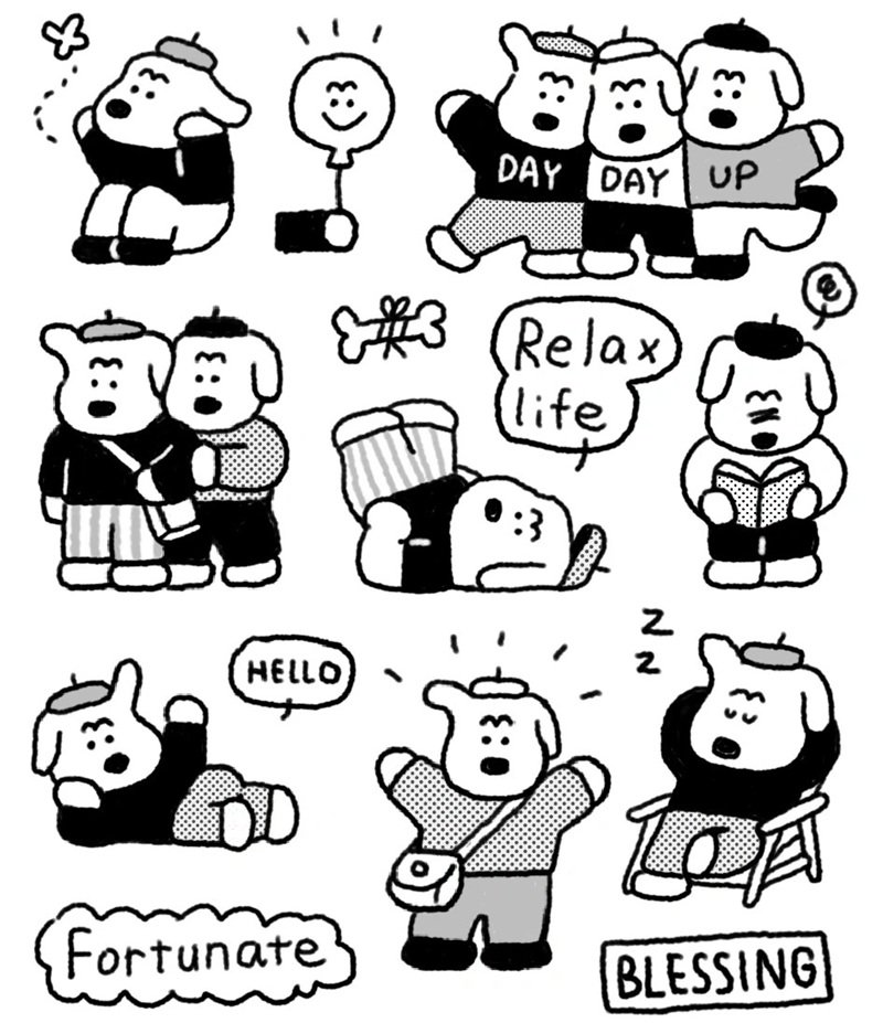 sticker trắng đen cute 5