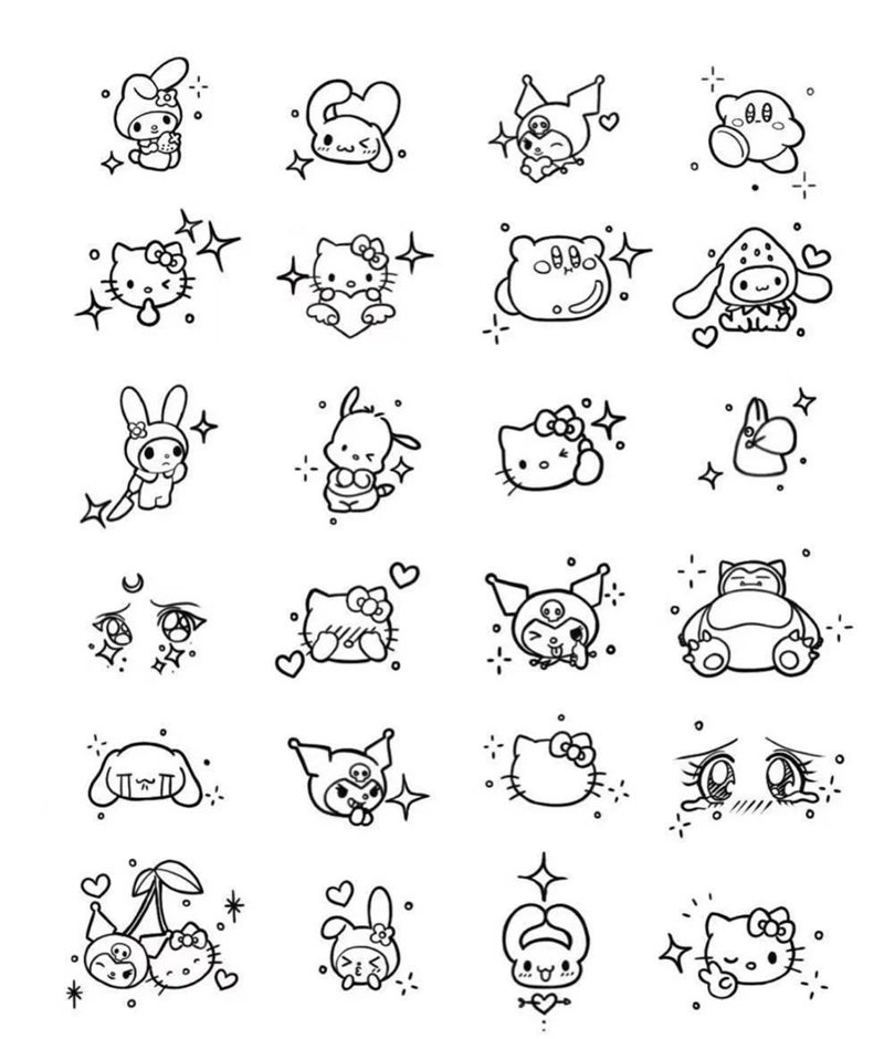 sticker trắng đen cute 9