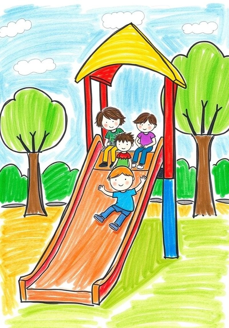 tranh vẽ sân chơi ý tưởng trẻ thơ