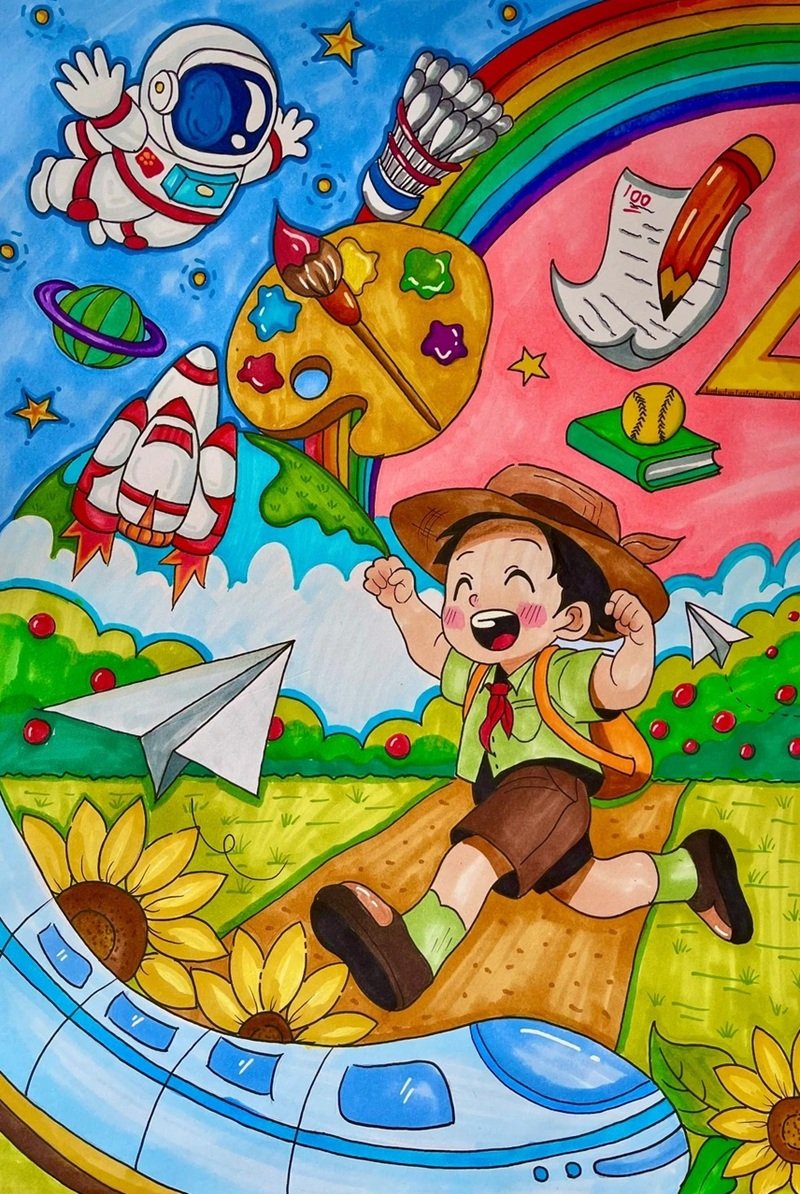 vẽ tranh ý tưởng trẻ thơ lớp 3 đơn giản 35