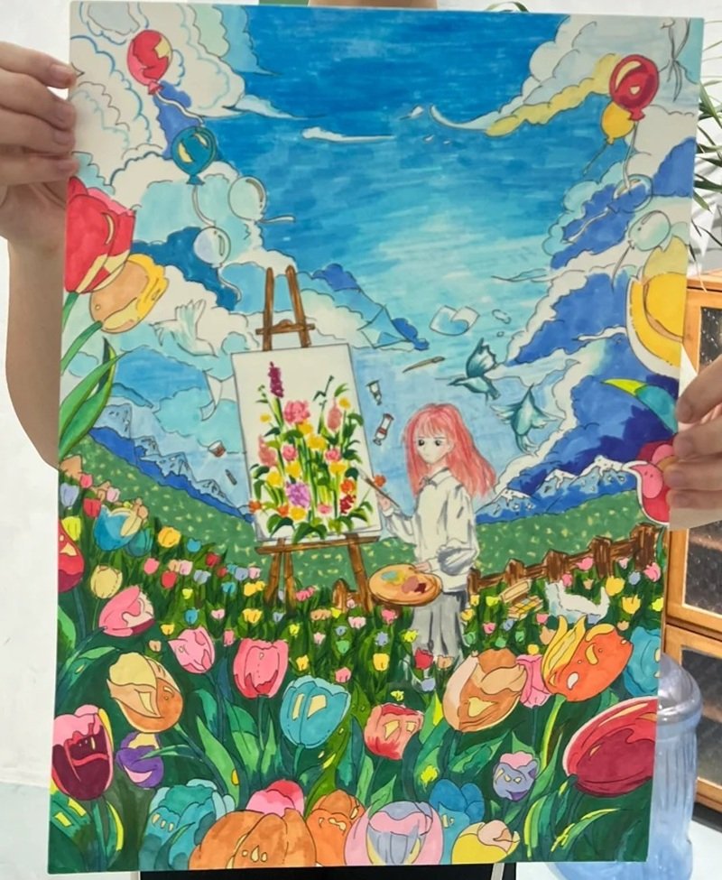 vẽ tranh ý tưởng trẻ thơ lớp 4 2