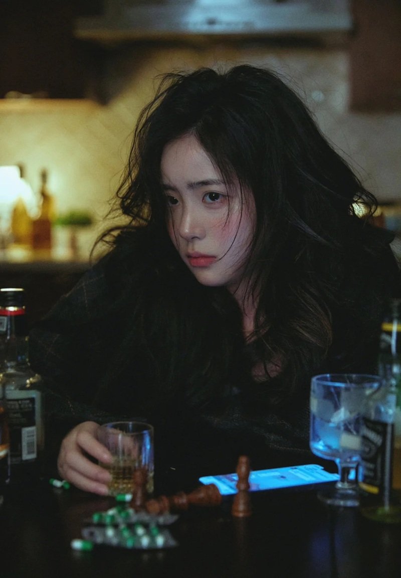 Buồn ảnh bia rượu tự chụp