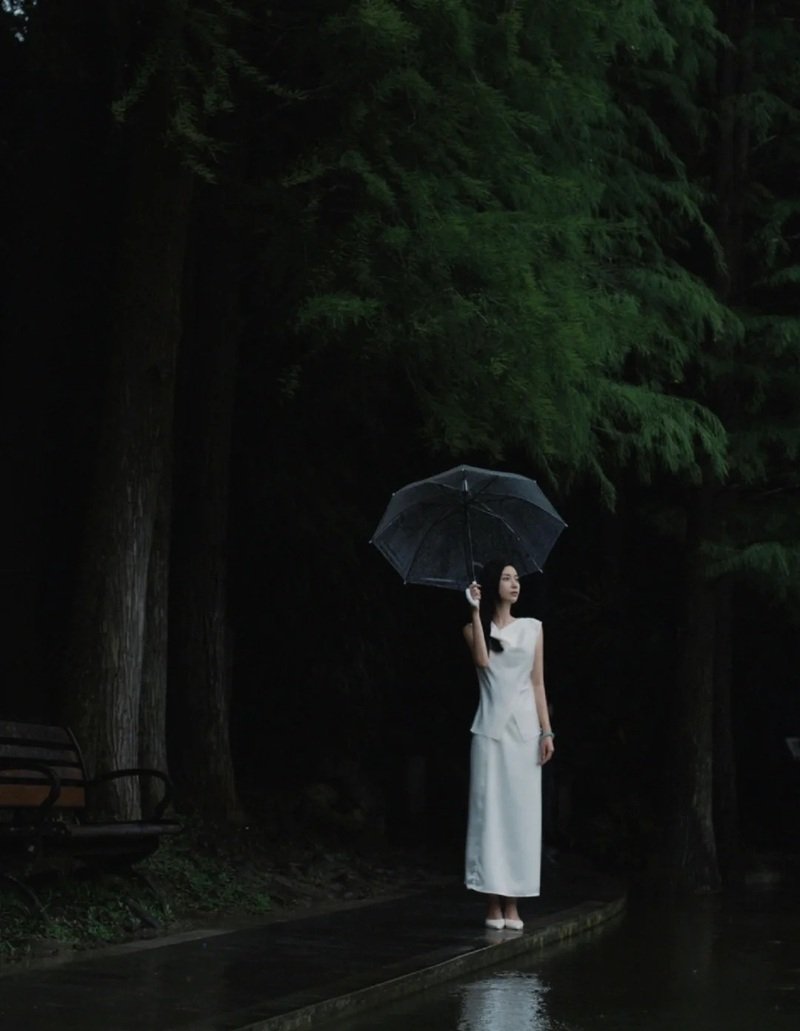 Hình ảnh đứng dưới mưa buồn