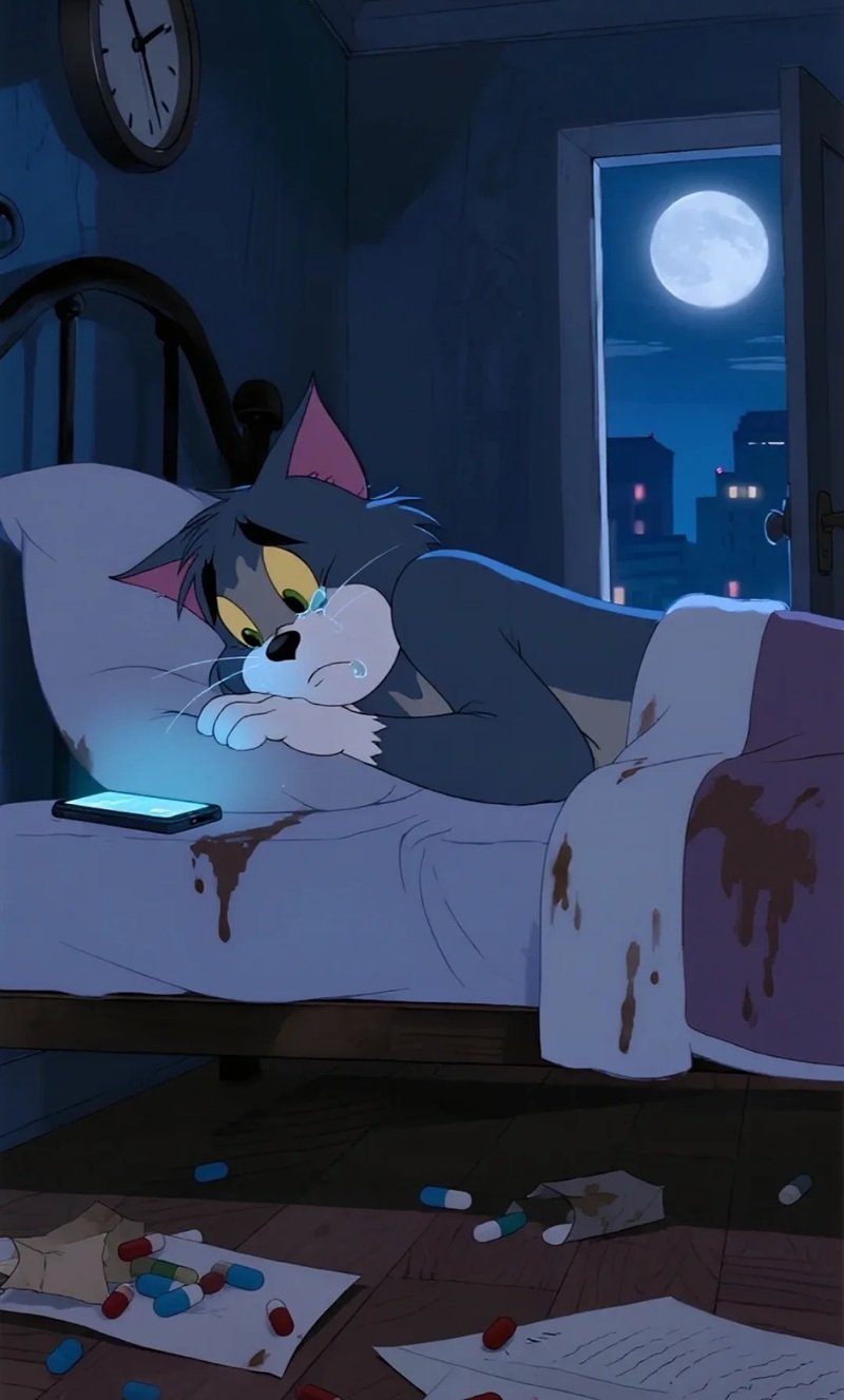 ảnh tôm và jerry buồn 3