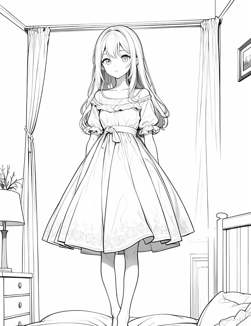 cute tranh tô màu anime girl ngầu