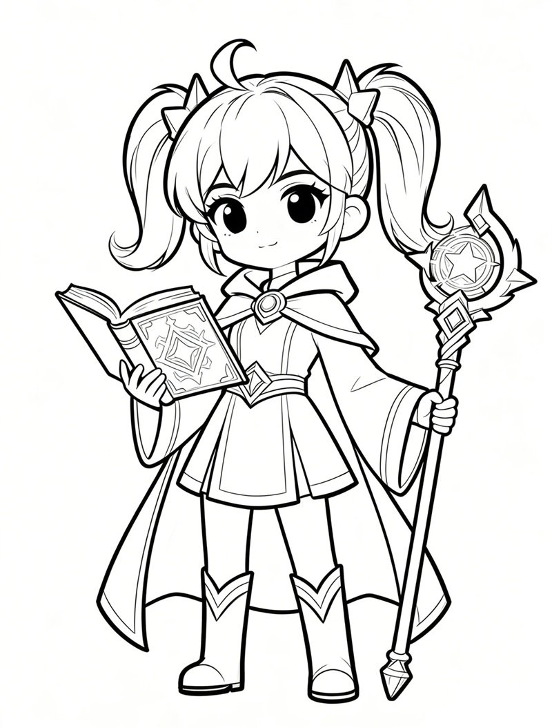 tranh tô màu anime cute 10