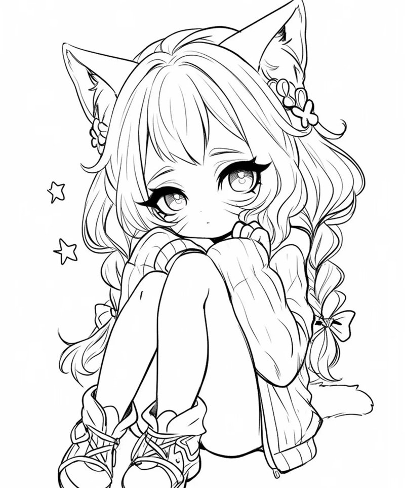 tranh tô màu anime cute 2