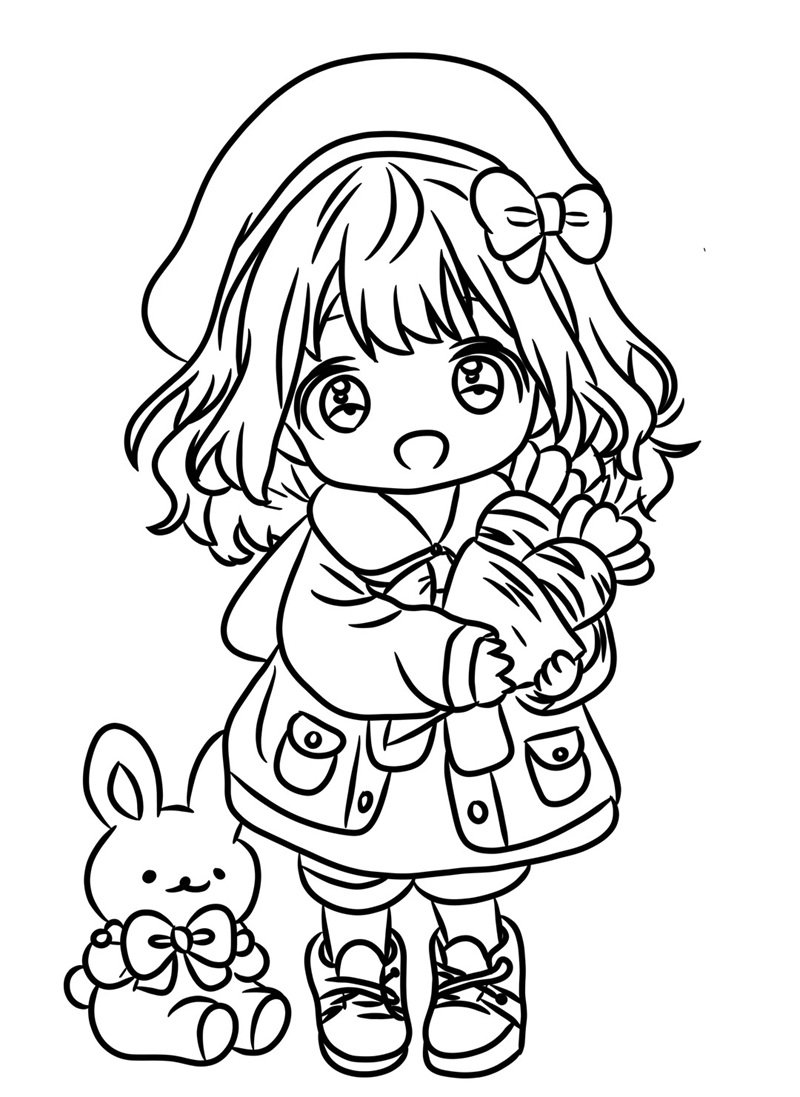 tranh tô màu anime cute 21