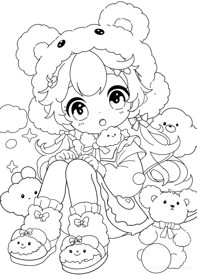 tranh tô màu anime cute 28