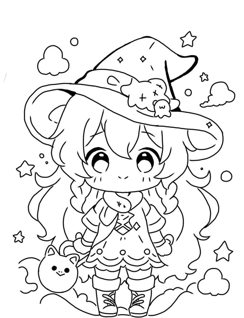 tranh tô màu anime cute 31