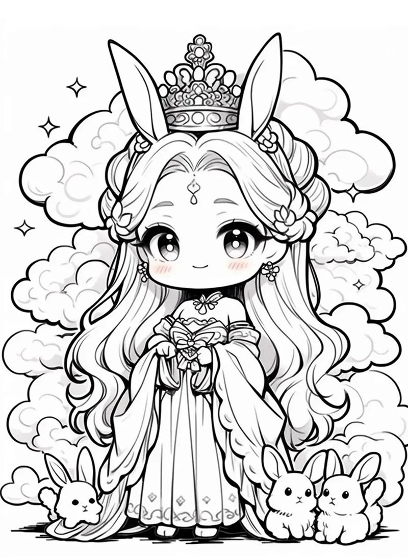 tranh tô màu anime cute 32