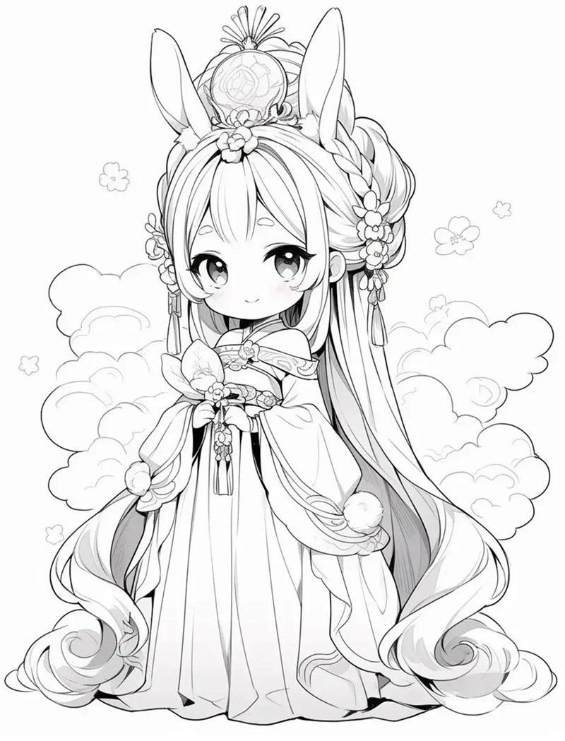 tranh tô màu anime cute 33