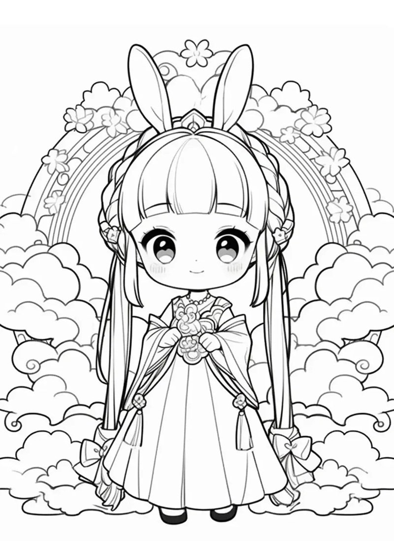 tranh tô màu anime cute 34