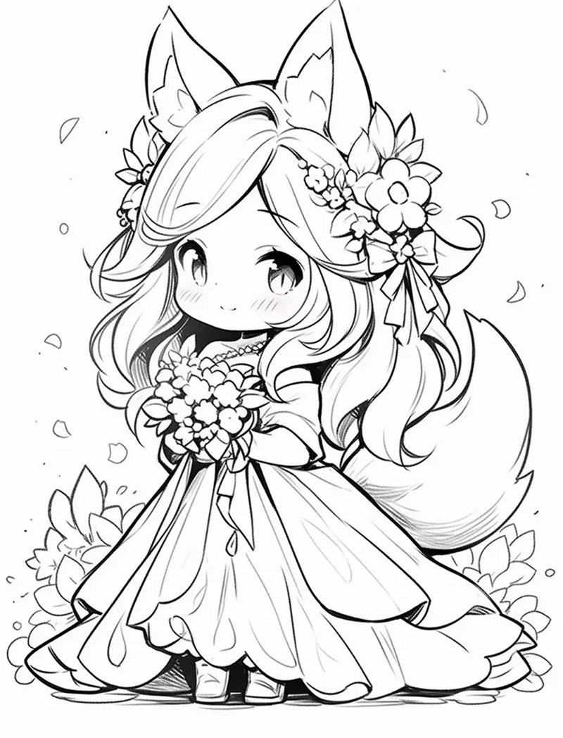 tranh tô màu anime cute 35