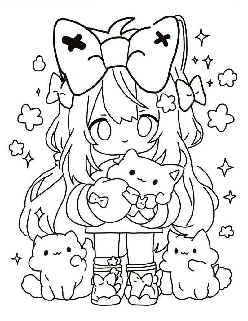 tranh tô màu anime cute 6