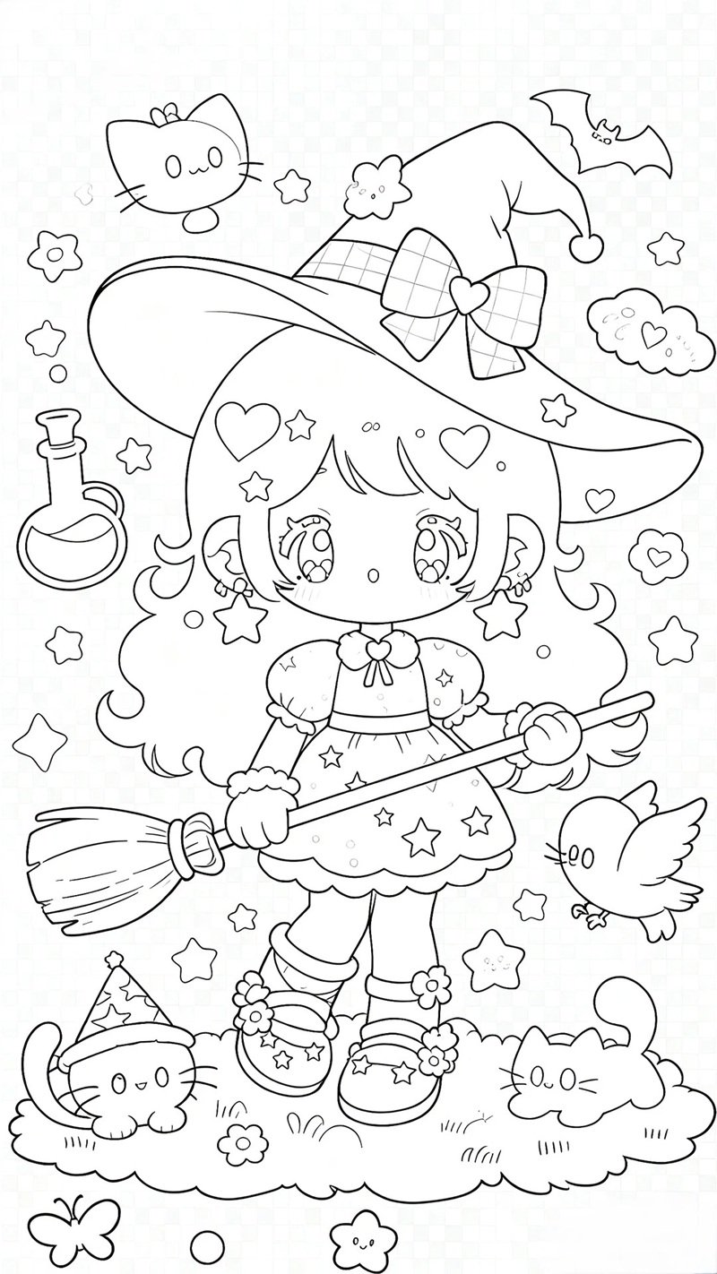 tranh tô màu anime cute 7