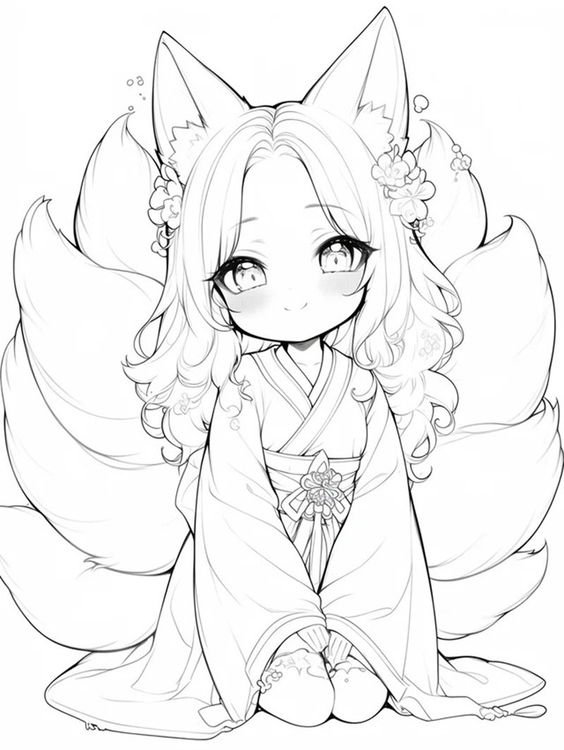 tranh tô màu anime cute 8