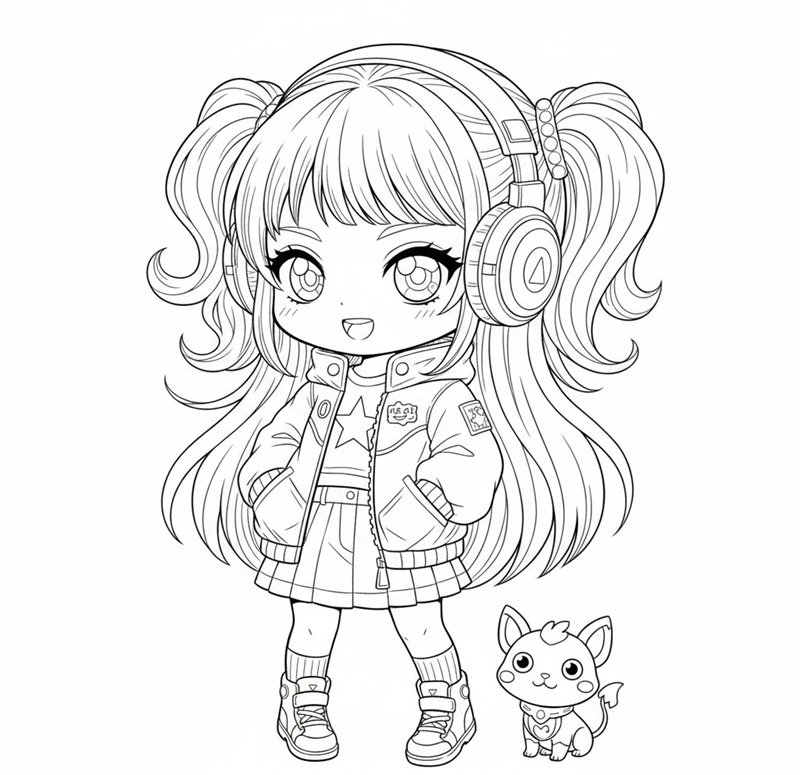 tranh tô màu anime girl ngầu 1