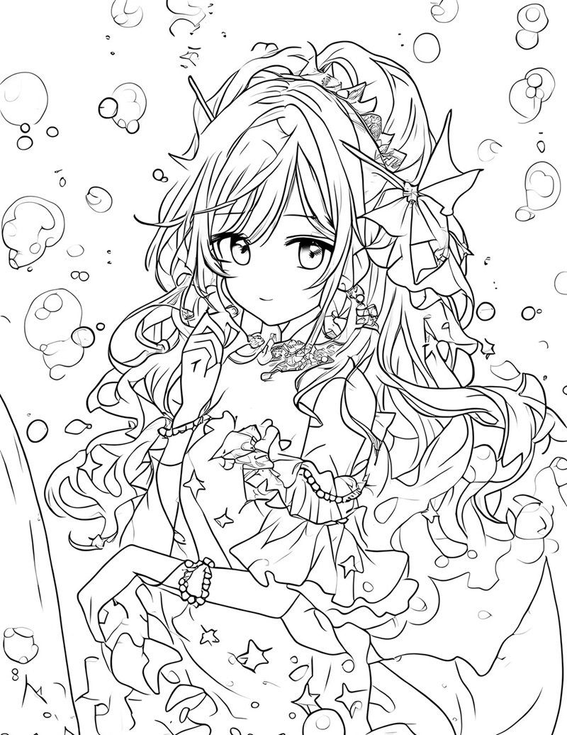 tranh tô màu anime girl ngầu 17