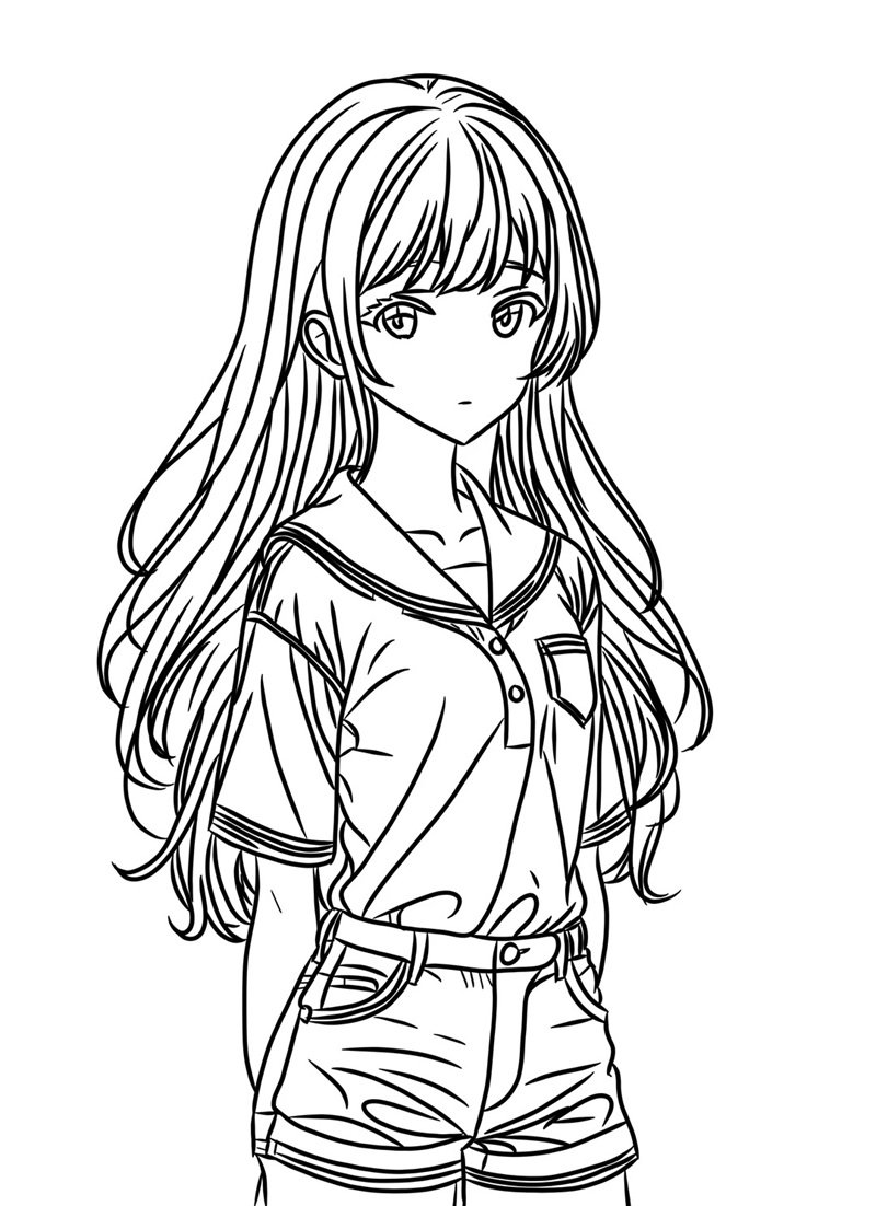 tranh tô màu anime girl ngầu 21