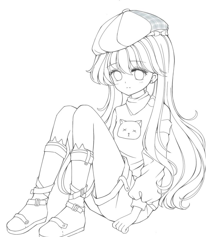 tranh tô màu anime girl ngầu 25