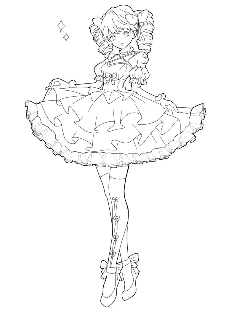 tranh tô màu anime girl ngầu 30