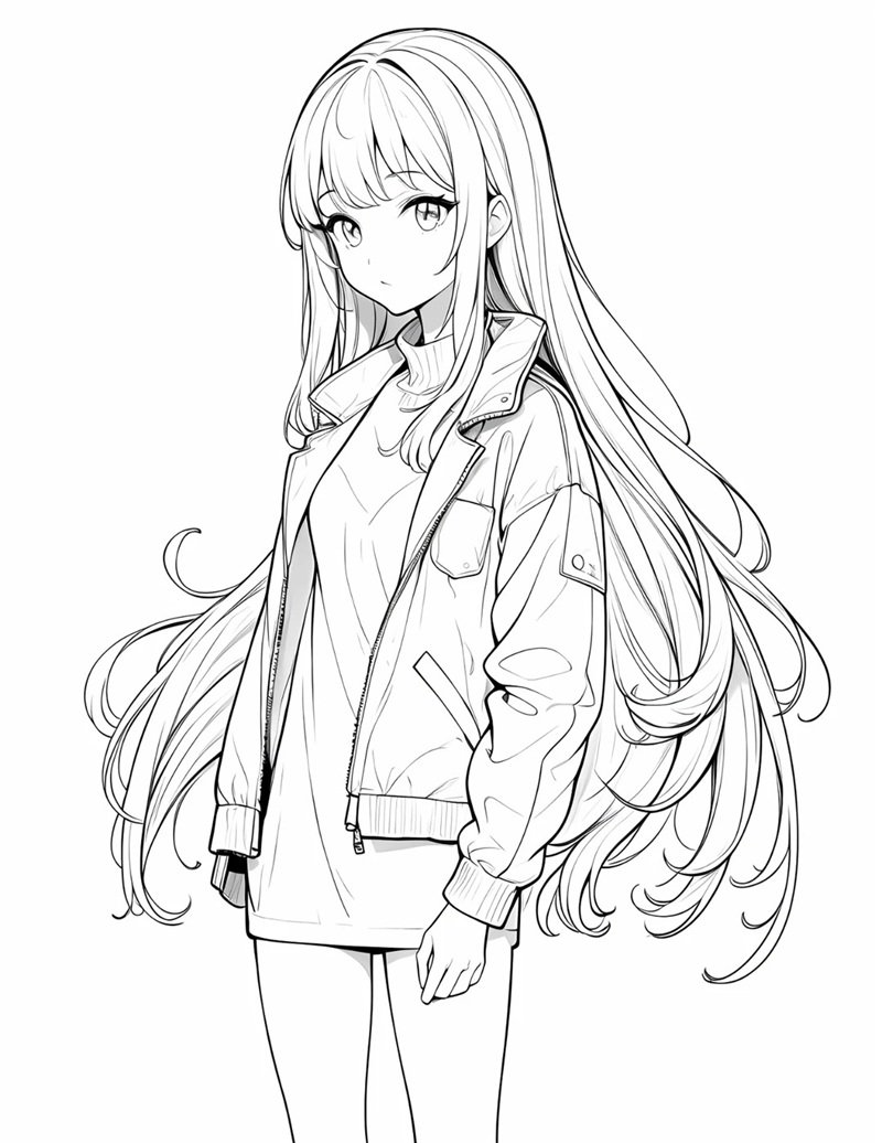 tranh tô màu anime girl ngầu 39