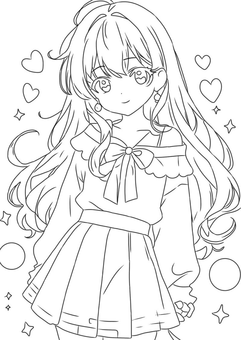 tranh tô màu anime girl ngầu 4