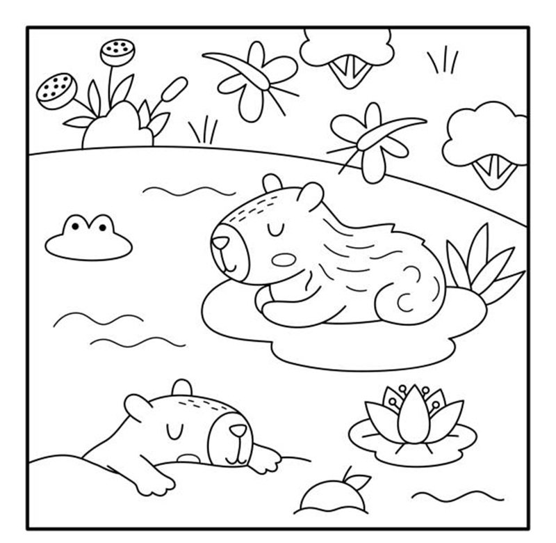 tranh tô màu capybara 16